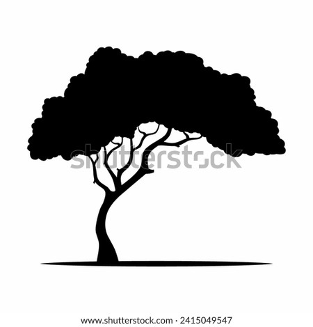 African tree silhouette icon vector. Sabana tree silhouette for icon, symbol or sign. African tree icon for nature landscape, illustration or forest