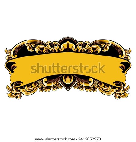 Ornate Panel Banner Design With Gold Engraving