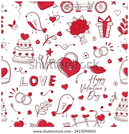 Valentine seamless pattern - Red - Heart - love 2024 