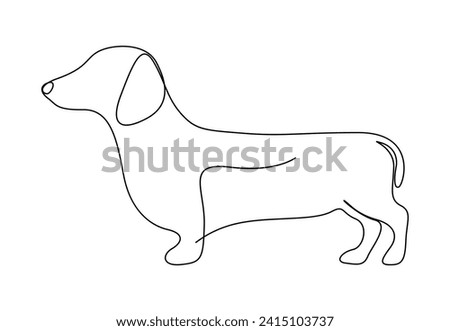 Simple dachshund dog continuous one line drawing. Isolated on white background vector illustration. Pro vector