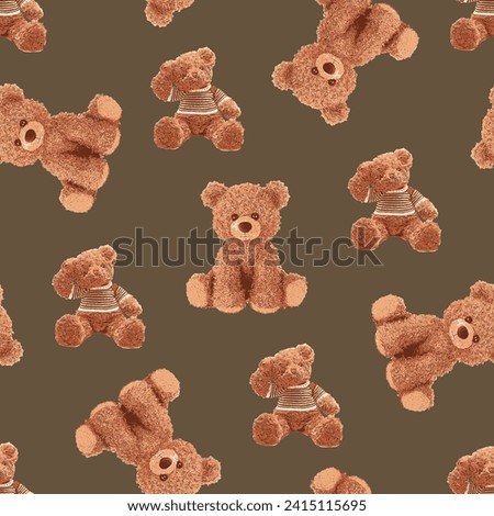 bear pattern on light brown background Royalty-Free Stock Photo #2415115695