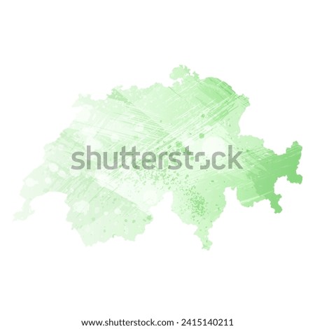 High detailed vector map. Switzerland. Watercolor style. Light lettuce color. Pastel green.
