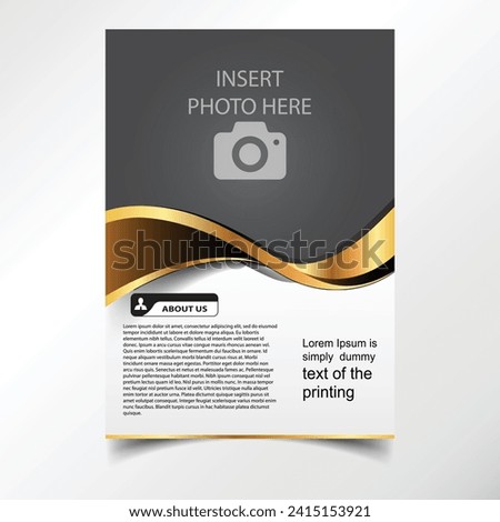 Gold Brochure Layout Design Template. Annual Report Leaflet Cover Business Presentation Modern Background. Illustration Vector In A4 Size