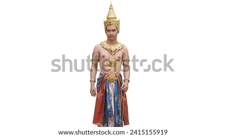 Thai traditional costumes: Handsome Thai Male Showcasing Lanna Culture in Traditional Attire - Cultural Beauty and Aesthetic Charm.