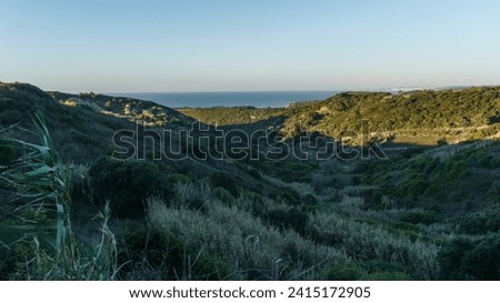 Beautiful picturesque landscape with green hills at Sintra Cascais Natural Park on the atlantic coast, Sintra, Lisbon, Portugal Royalty-Free Stock Photo #2415172905