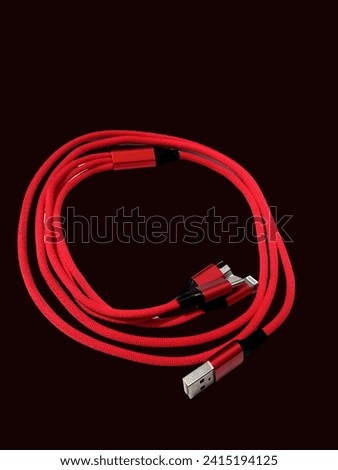3 IN One Data Cable In Red Color Fast charging supported For IPhone ,Android and Type C