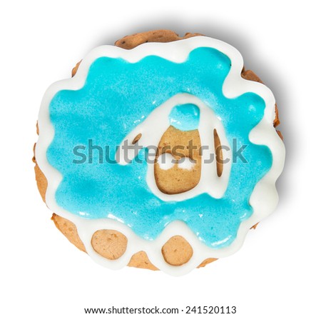 Homemade Cookies Blue Sheep Isolated On White Background