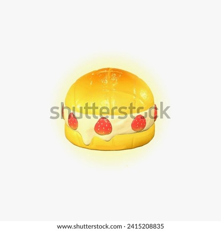 Classic hamburger with strawberry stock photo, isolated in white background