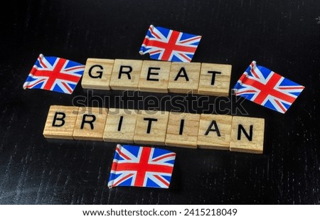 The words great britian on wooden squares