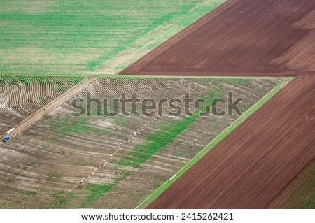 aerial view of fields west of Paris