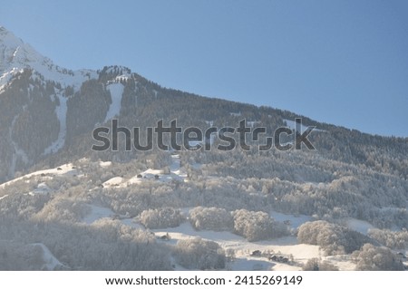 sunrise in winter season in austrian alps - sunrise on the snowy mountains 