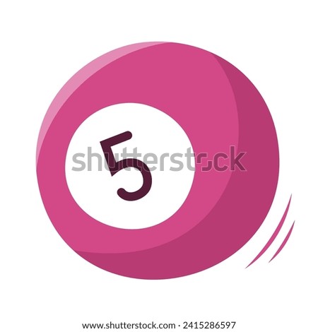 Single hand draw ball for billiard isolated on white background. Sport equipment for pool table game. Vector illustration. Flat style. Pink and black colors.Billiard icon.