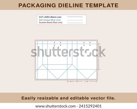 Tote Gift Box With Handles, Dieline Template, Vector File