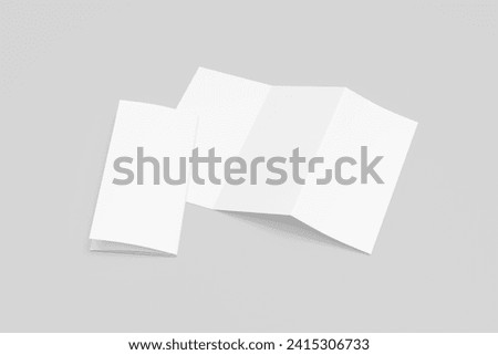 isolated realistic trifold standard leaflet editable mockup for layout presentation Royalty-Free Stock Photo #2415306733