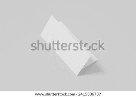 isolated realistic trifold standard leaflet editable mockup for layout presentation Royalty-Free Stock Photo #2415306739