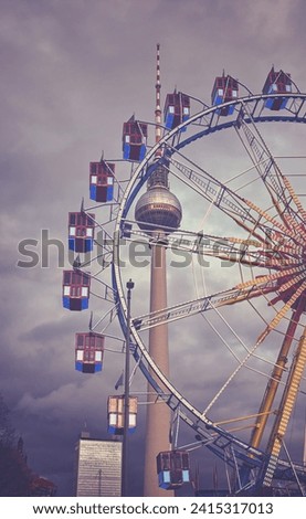 Color toned photo of the Ferris wheel in Berlin at dusk, Germany.