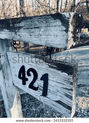 421 address sign in weathered wood
