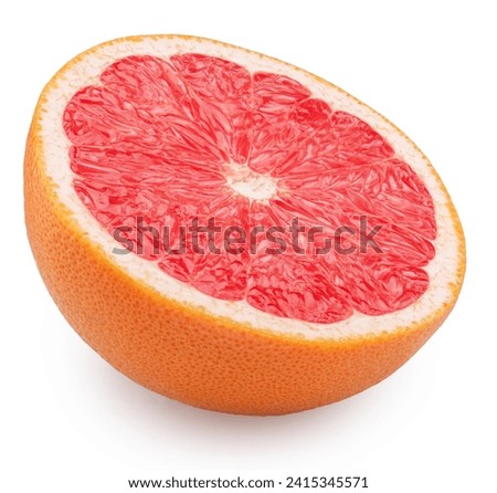 Cross section of red grapefruit on white background. File contains clipping path.
