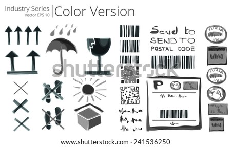 Shipping Signs and Labels. Vector illustration set of shipping sings , Color Series. 