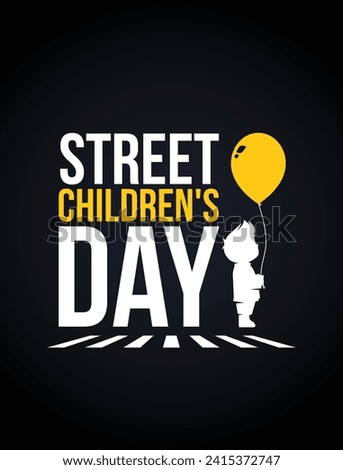 Street Children's Day Illustration Vector Design Template for Backgrounds, Banner, Social Media Post, Book Cover, and Poster Design with Text and Kids Illustration holding a balloon in the street.