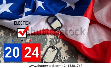An American army camouflage and badge during elections