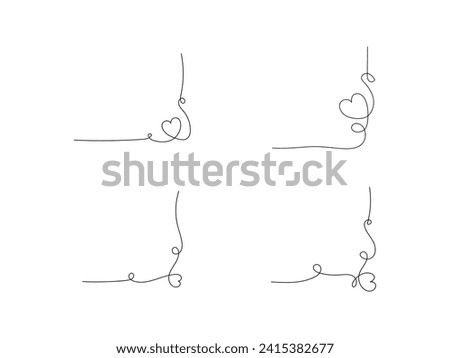 Hearts continuous one line art drawing, valentines day concept, heart love couple outline artistic isolated vector illustration.