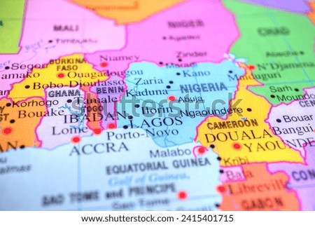 Map of Nigeria, Africa, world tourism, travel destination