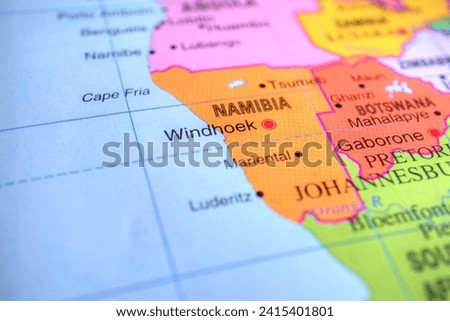Map of Namibia, Africa, world tourism, travel destination