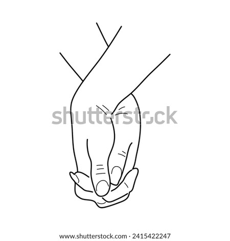 Hand drawn continuous line of couple holding hands. Poster art print. Vector illustration.