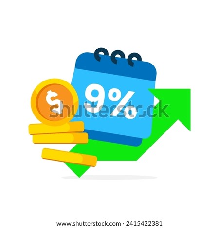 dividend or investment yield, percentage of return on capital per annual concept illustration flat design vector. modern graphic element for landing page ui, infographic, icon Royalty-Free Stock Photo #2415422381