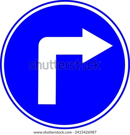 Turn right traffic road sign. Vector Illustration.