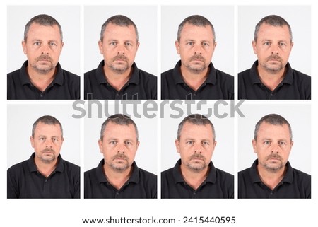 Photo man for document or passport id portrait mature caucasian male in shirt