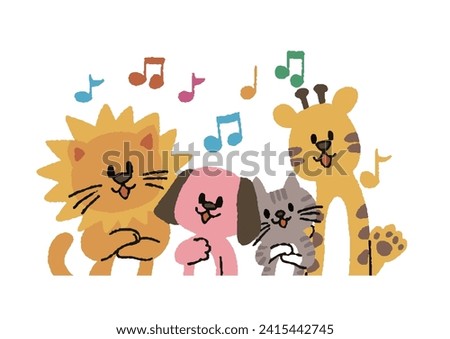 Clip art of cute animals singing