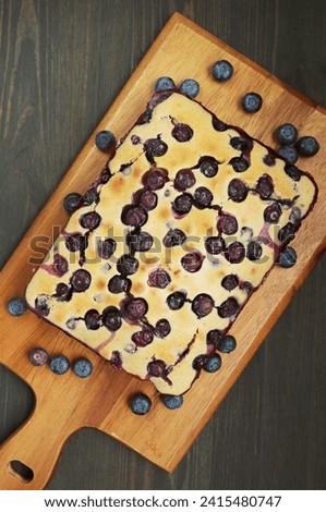 Freshly Baked Delectable Homemade Blueberry Cake Royalty-Free Stock Photo #2415480747