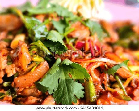 Pork Nam Tok Salad, a popular food among Asian people