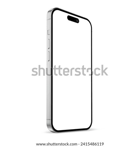 Phone mockup display with blank white screen isolated in white background. Realistic smartphone mockup suitable for your mobile app or bussiness