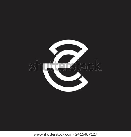 letter ec simple circle geometric line logo vector 