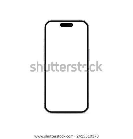 Smartphone mockup illustration isolated in white background with blank screen white. Suitable for bussiness or advertising