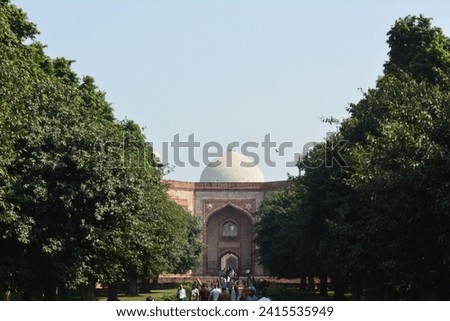 India, Delhi - panoramic view over Humayun tomb (Mausoleum)