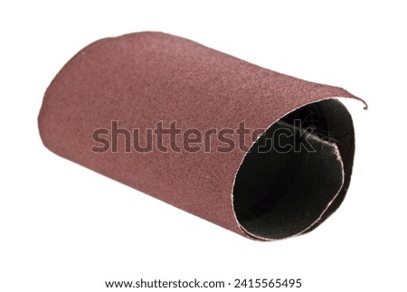 Sandpaper on white background. Detail for design. Design elements. Macro. Background for business cards, postcards and posters.