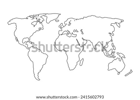 World map. world map outline isolated on a white background. vector illustration
