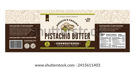 Vector pistachio butter label or packaging design template
