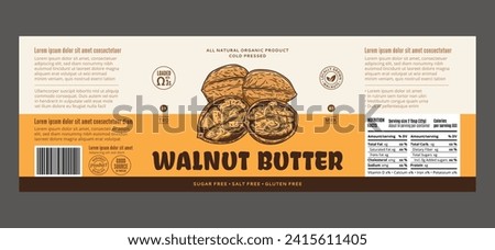 Vector walnut butter label, packaging or branding design template