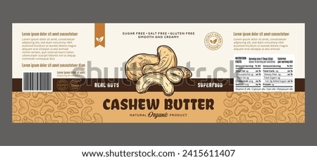 Vector cashew butter label, packaging or branding design template