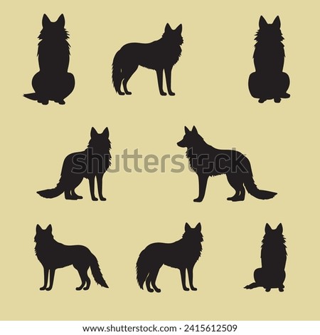 
Black silhouettes Wolf vector set