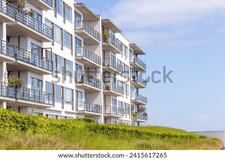 Modern and expensive area with new luxury houses Copenhagen, Denmark  Royalty-Free Stock Photo #2415617265