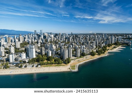 Aerial image of English Bay, Vancouver, BC, Canada