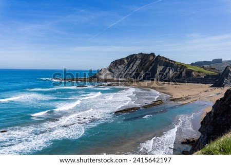 COAST AREA OF THE GEOPARK IN ZUMAIA Royalty-Free Stock Photo #2415642197