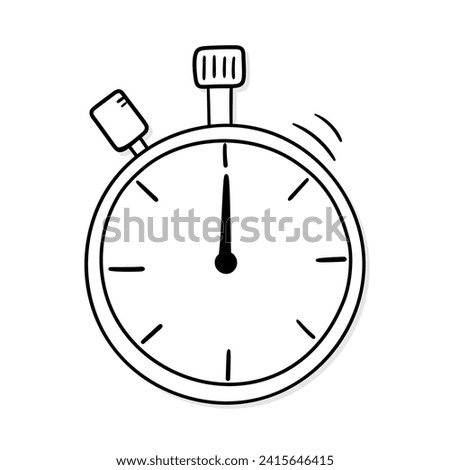 Stopwatch vector icon in doodle style. Symbol in simple design. Cartoon object hand drawn isolated on white background.