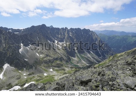 Hiking in Slovakian High Tatras during sunny days